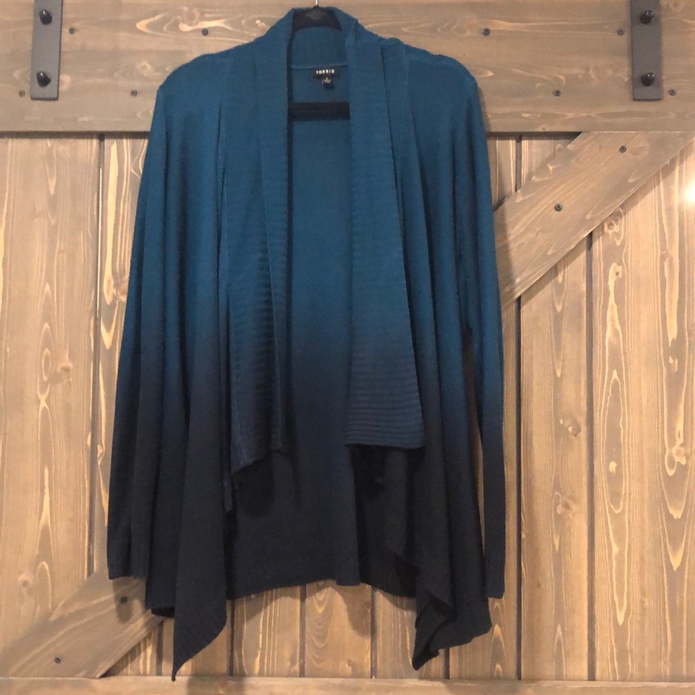 GUC Torrid Knit Open Cardigan Blue Waterfall